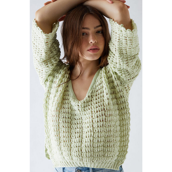 Free People Sweaters - Free People Womens Cozy Pullover Sweater Green Size S 0845